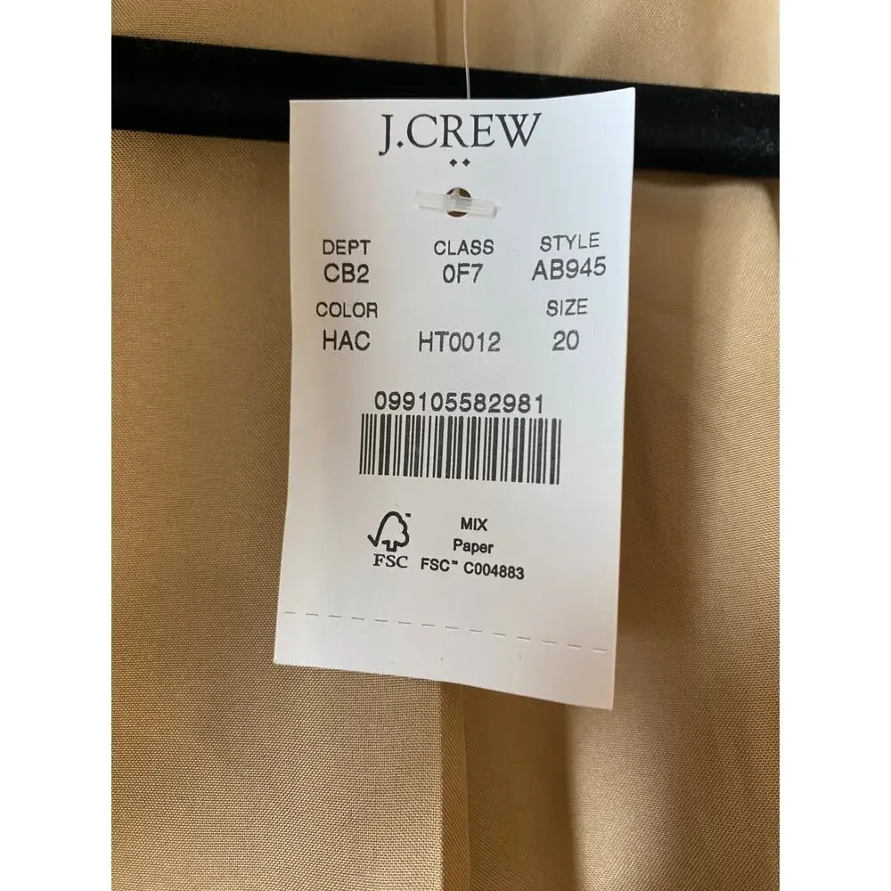 NWT J. CREW COAT CITY WOOL CAMEL TAN PREPPY MINIMALIST QUIET LUXURY OLD MONEY